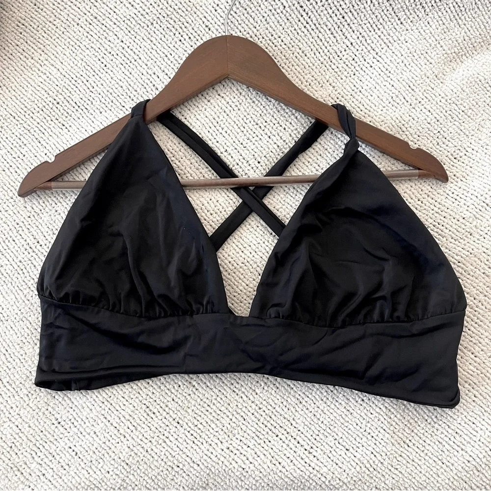 THE CHEEKY BIKINI Elegant Black Halter swimsuit top  XXL